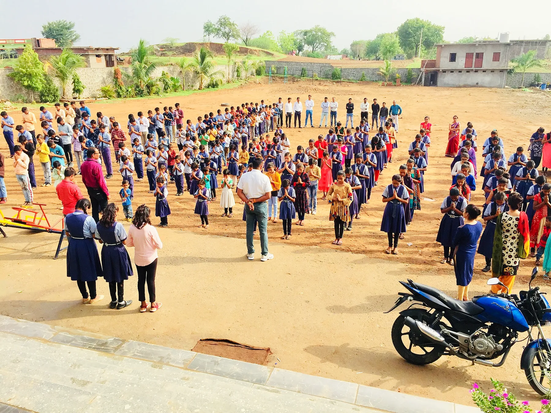 Morning assembly on the ground