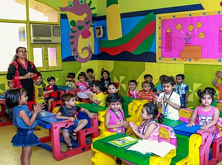 Nursery class in the colourful pre-primary room