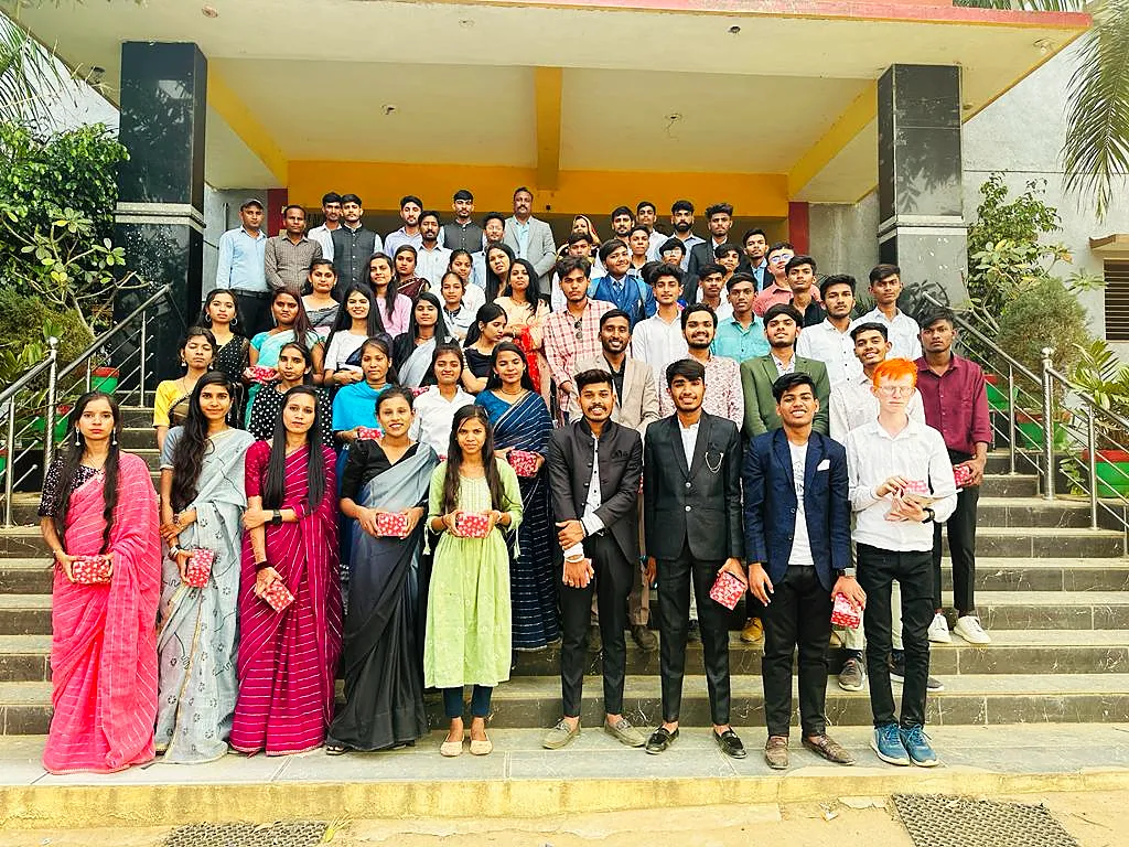 Teachers and senior students on the school steps